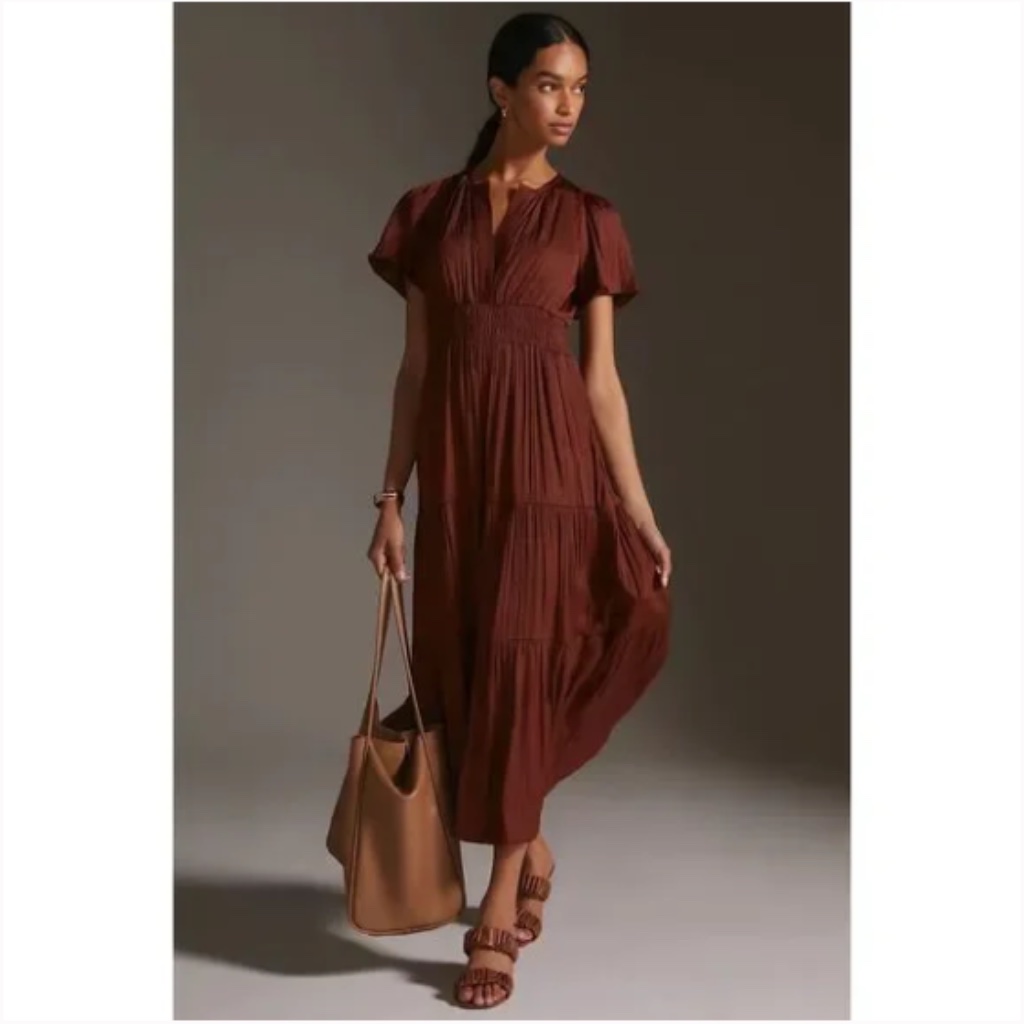 Anthropologie Somerset Dress Brown Xxs Nwt